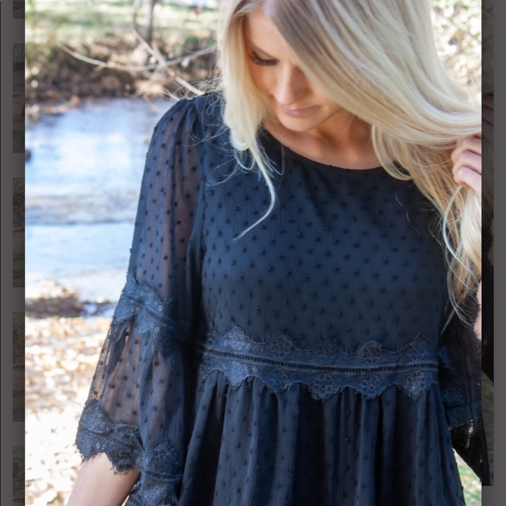 Eva Lace & Swiss Polka Dot Baby Doll Dress
